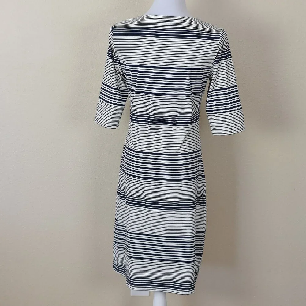 Ellie Kai Stripe 3/4 Sleeve Dress Navy/White 4 - Picture 5 of 9